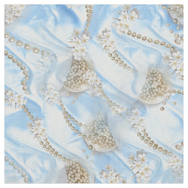 Tissu Perles de soie bleue et d'ivoire (Fermer)