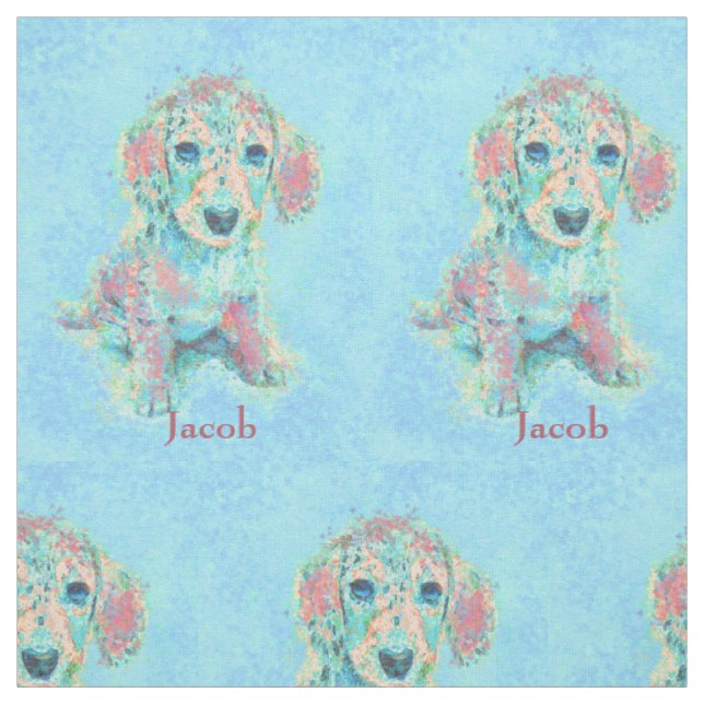 tissu personalizable d'aqua et de teckel de corail (Échantillon)