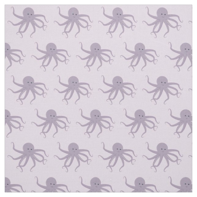 Tissu Personnage d'Octopus mauve de dessin animé sourian (Échantillon)