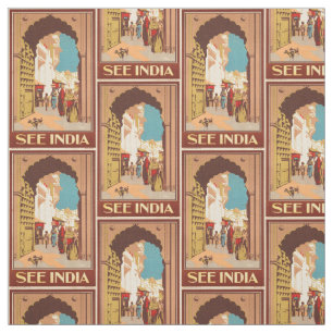Tissu personnalisable de voyage vintage de l'Inde