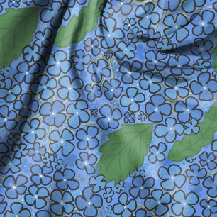Tissu Pétales d'hortensia bleu botanique sans couture