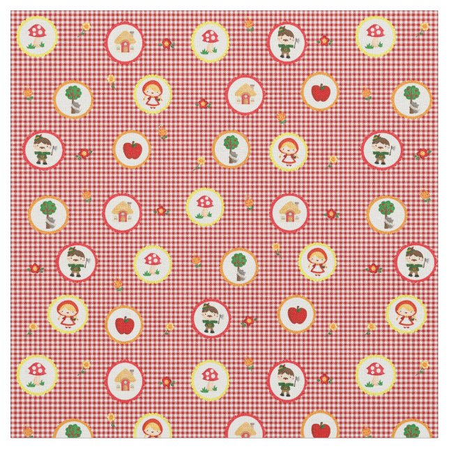 Tissu Petit chaperon rouge sur En vichy rouge et blanc (Fermer)