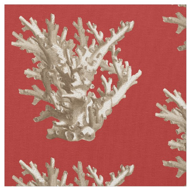 Tissu Petit corail en rouge (Fermer)