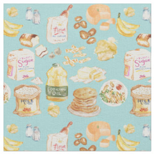 Tissu Petit-déjeuner vintage aquarelle motif- farine, p