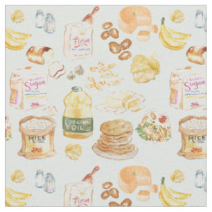 Tissu Petit-déjeuner vintage aquarelle motif- farine, pa