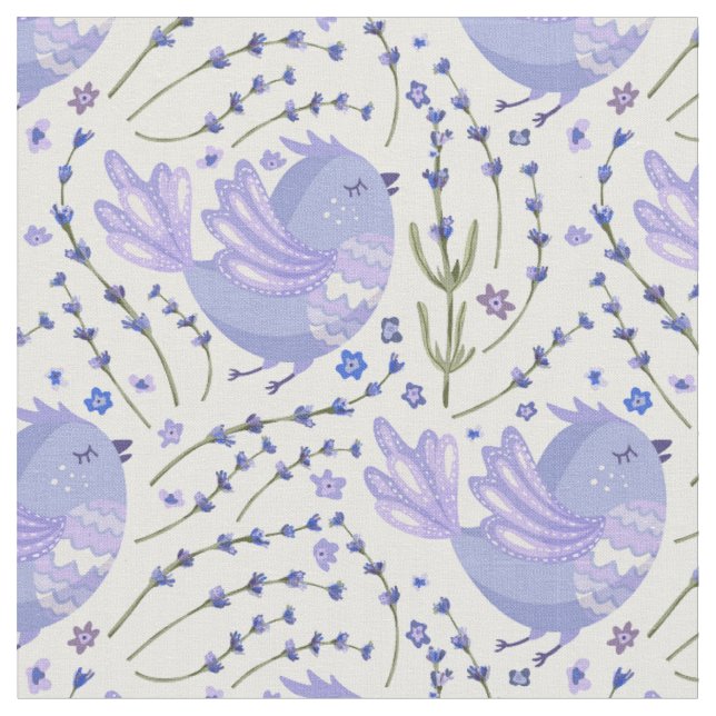 Tissu Petit oiseau de Lavender au Arrière - plan du prin (Fermer)