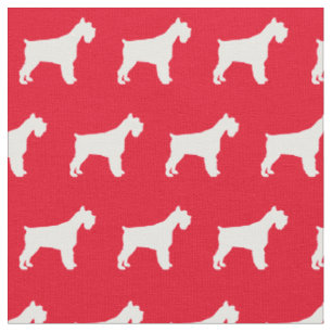 Tissu Petit Schnauzer Chien Silhouette Animal Rouge