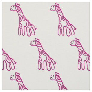Tissu Petite girafe rose imprimé en pépinière