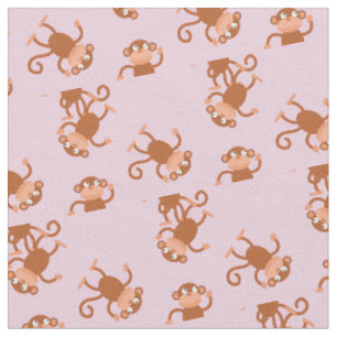 Tissu Petits enfants singes Baby Nursery Pink clair