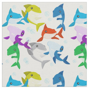 Tissu Petits Requins Colorés