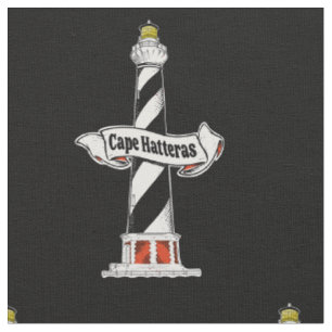 Tissu Phare de Cape Hatteras noir et blanc