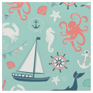 Tissu Phare et voiliers Nautique Aqua Fabric