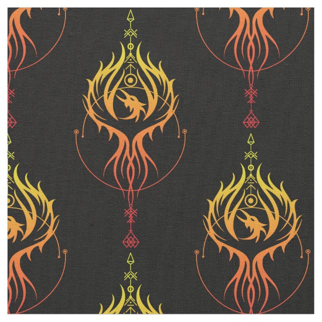 Tissu Phoenix en feu (Fermer)