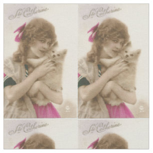 Tissu Photo antique Victorian Woman and Dog