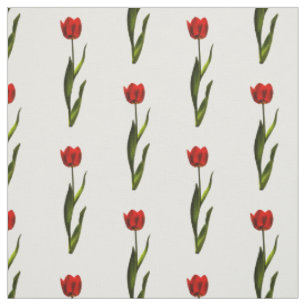 Tissu Photographie florale rouge, motif vert et blanc de