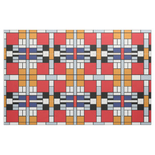 Tissu Piet Mondrian - Composition avec un grand plan rou