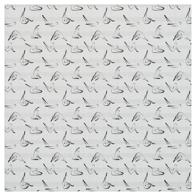 Tissu Pilates Poses Motif sans couture en noir (Échantillon)
