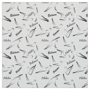 Tissu Pilates Poses Motif sans peau de couleur noire