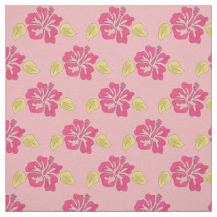 Tissu Pink Hawaiian Tropical Island Hibiscus Flower