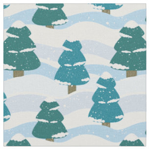 Tissu Pins d'hiver neigeux