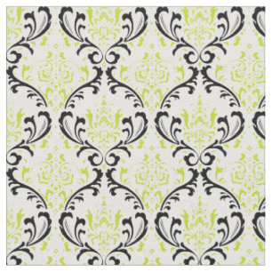 Tissu PixDezines Rossi Damask/Thé vert/ Noir
