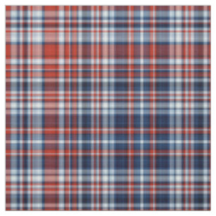 Tissu Plaid blanc et bleu rouge