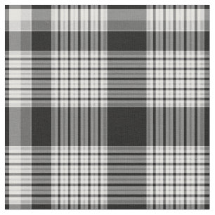 Tissu Plaid blanc et gris noir