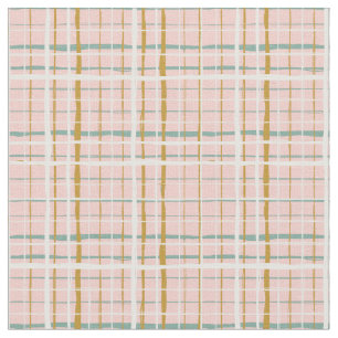 Tissu Plaid blanc ocre vert rétro