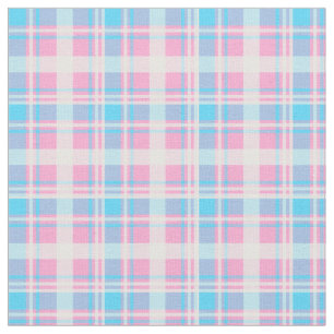 Tissu Plaid bleu-clair, rose et blanc