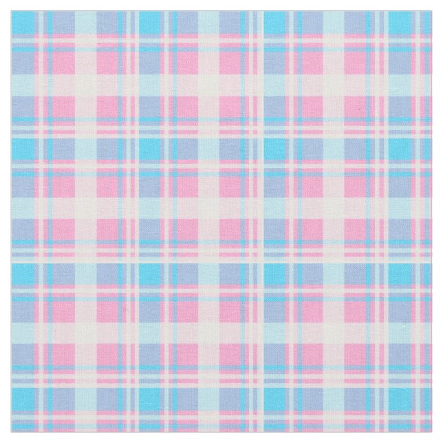 Tissu Plaid bleu-clair, rose et blanc (Fermer)