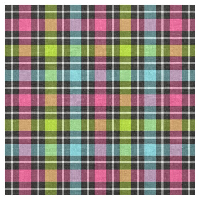 Tissu Plaid Girly Checkered au néon (Fermer)