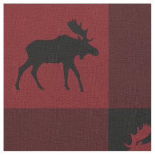 Tissu Plaid noir rouge de contrôle d'orignaux
