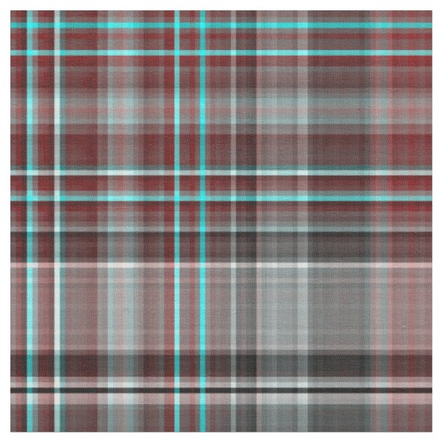 Tissu Plaid rouge, gris et turquoise (Fermer)