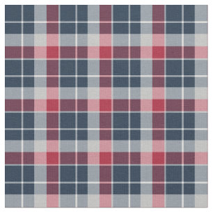 Tissu Plaid sportif bleu marine, rouge et gris
