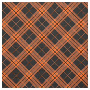Tissu Plaid /tartan motif orange et noir