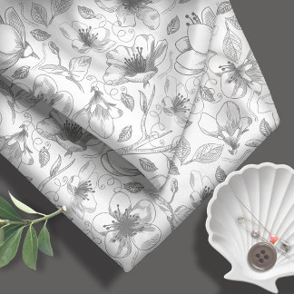 Tissu Plan floral esquissé Motif gris ID939