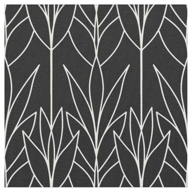 Tissu Plante motif noir élégant naturel transparent (Fermer)