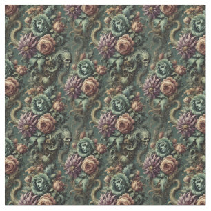 Tissu Plantes et pandemonium - Carreaux denses gothiques