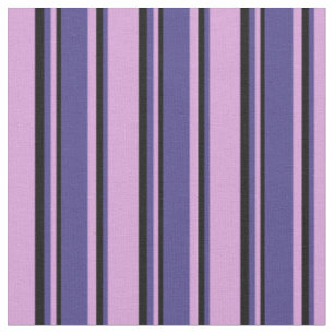 Tissu Plum, Ardoise foncée Bleu & Noir Lignes de Couleur
