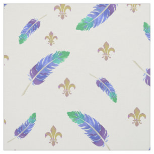 Tissu Plumes et Fleur de Lis Pattern de mardi gras