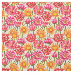 Tissu Plutôt rose Orange Vintage motif floral