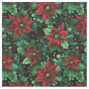 Tissu Poinsettia Répéter Noël AI Généré Motif