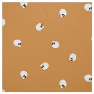 Tissu Points de crâne Kawaii mignons aléatoires orange