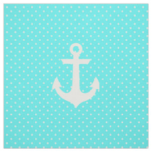 Tissu Pois nautique blanc d'ancre d'aqua à la mode
