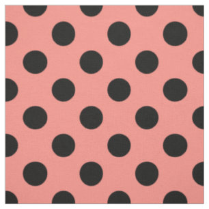 Tissu pois noirs à la pêche