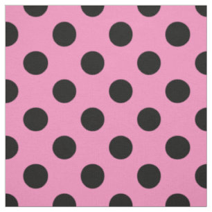 Tissu pois noirs en rose