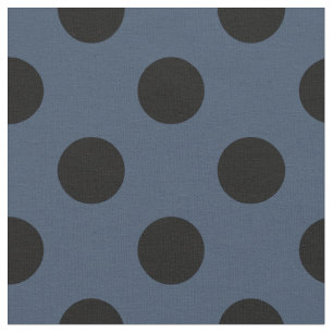 Tissu pois noirs sur gris-bleu