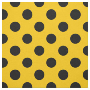 Tissu Pois noirs sur jaune