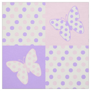Tissu Pois papillon violet rose