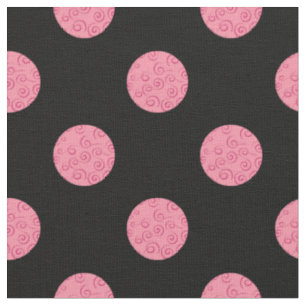 Tissu pois roses tourbillonnant sur arrière - plan noir